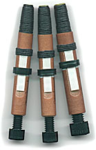 SYNTHEDRONE(TM) Drone Reeds, introduced in April, 1995. The set pictured is fitted with glass-fibre tongues.